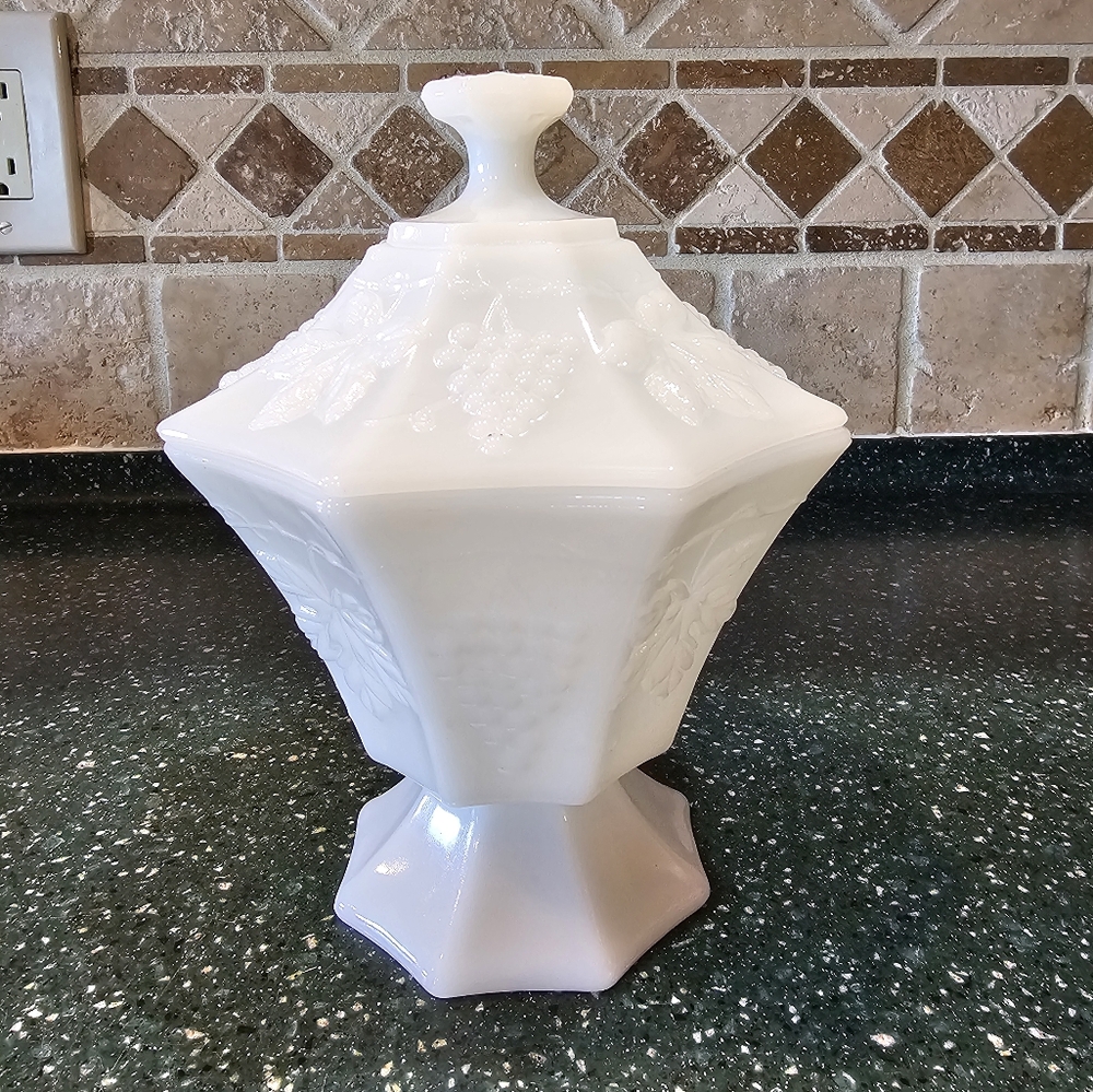 Vintage milk glass candy dish